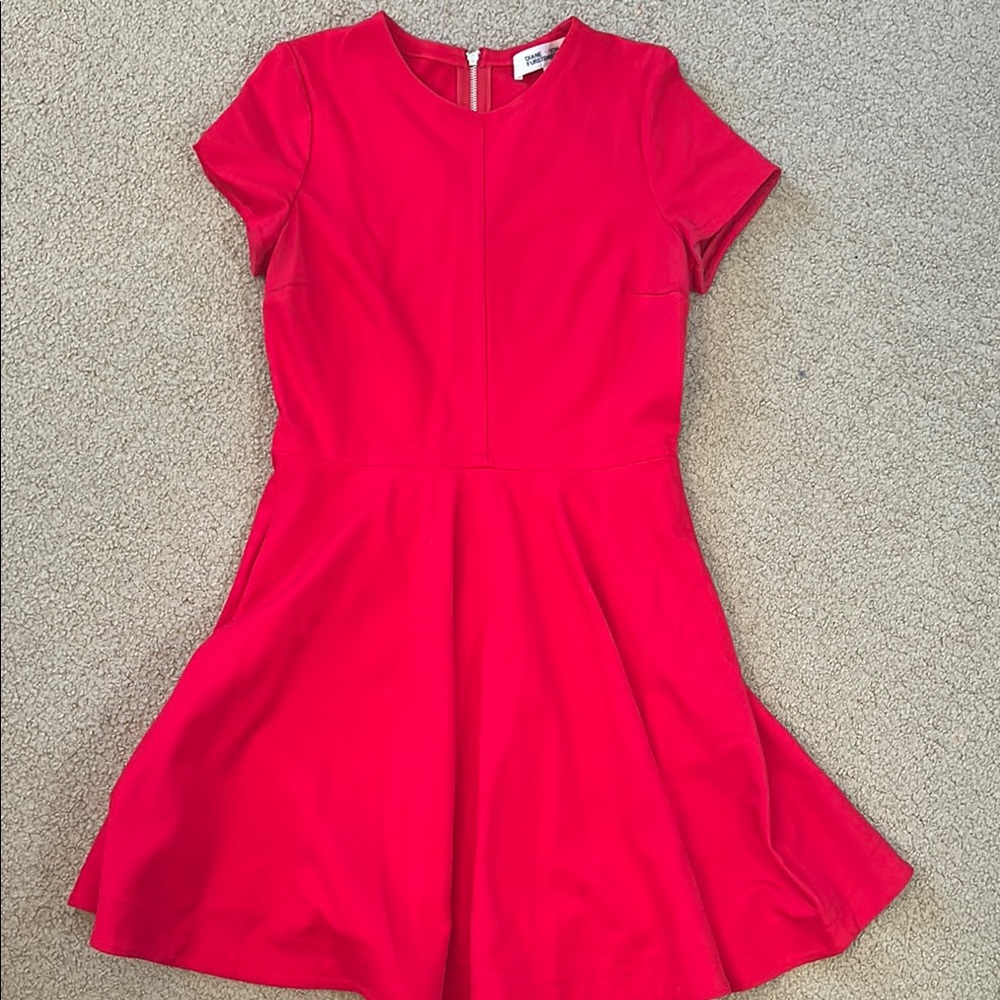 Diane Von Furstenberg Red Fit and Flare Dress